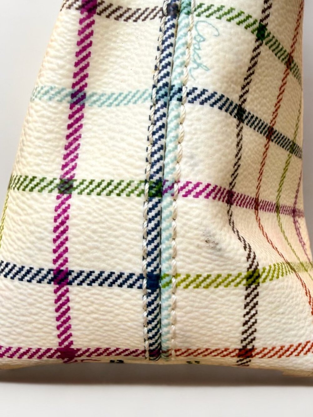 Coach Coated Canvas Heritage Stripe Tattersall Mini Hobo Bag - Picture 9 of 12